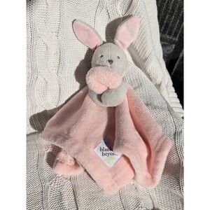 Blankets & Beyond Pink Gray Bunny Rabbit Security Blanket Lovey Plush Baby